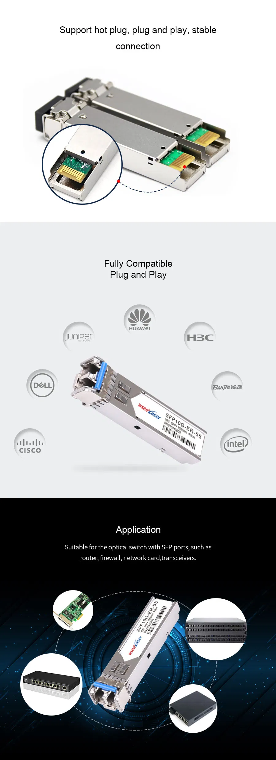 1550 Compatible 10g CWDM SFP+ 1550nm 40km Dom Transceiver Module