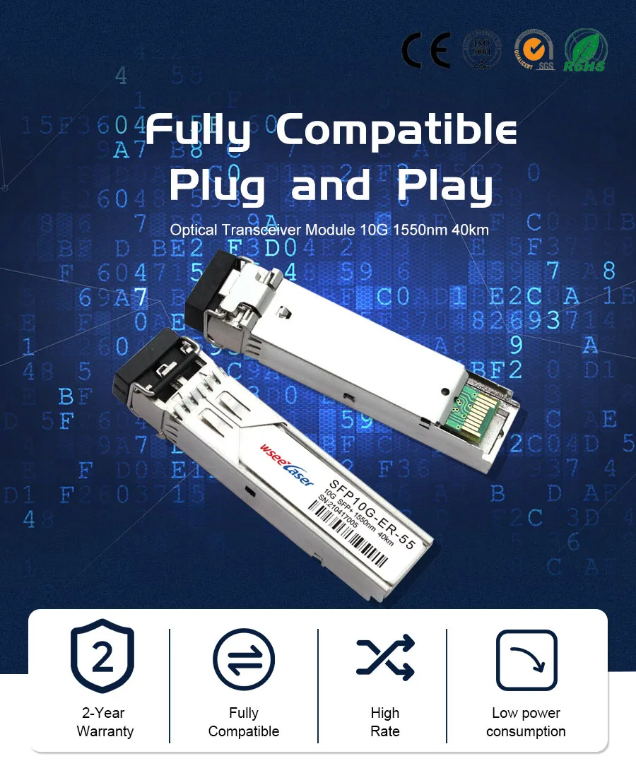1550 Compatible 10g CWDM SFP+ 1550nm 40km Dom Transceiver Module