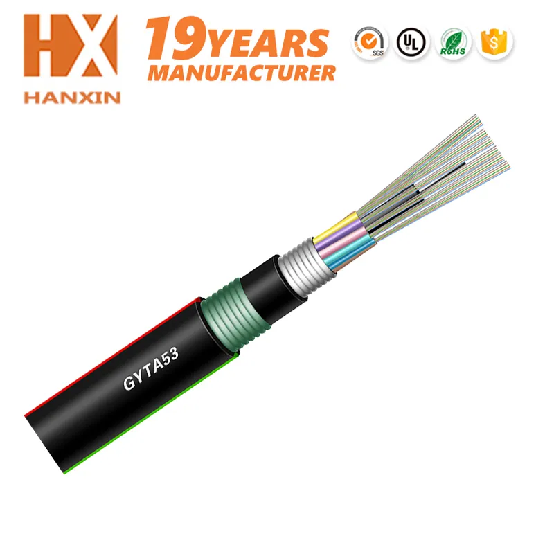 24 Core Single Mode Direct Bury Optical Fiber Cable GYTA53 Optical Buried Unfilled Cable
