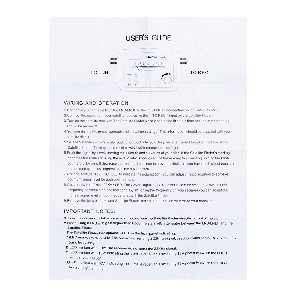 4 LED Lights Europe Hot Sale 950-2150MHz Satellite Finder