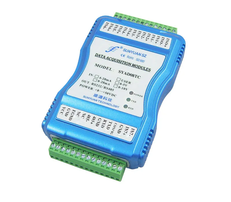 8 Channels 4-20mA/0-10V/5V to RS232/RS485 Converter (each channel non-isolation) Analog Signal Conditioning Module Data Acquisition
