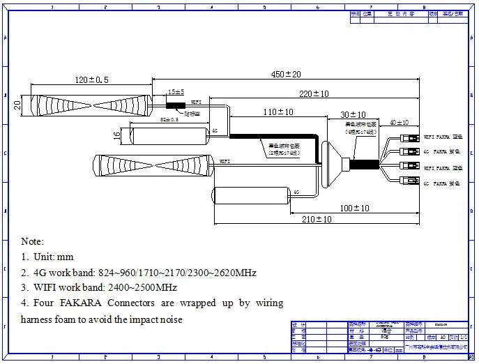 824~960/1710~2170/2300~2620MHz 4G Lte Antenna with Fakara Connector