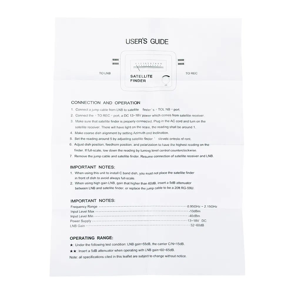 950-2150MHz Analog Satellite Finder Meter (SHJ-SF9501R)