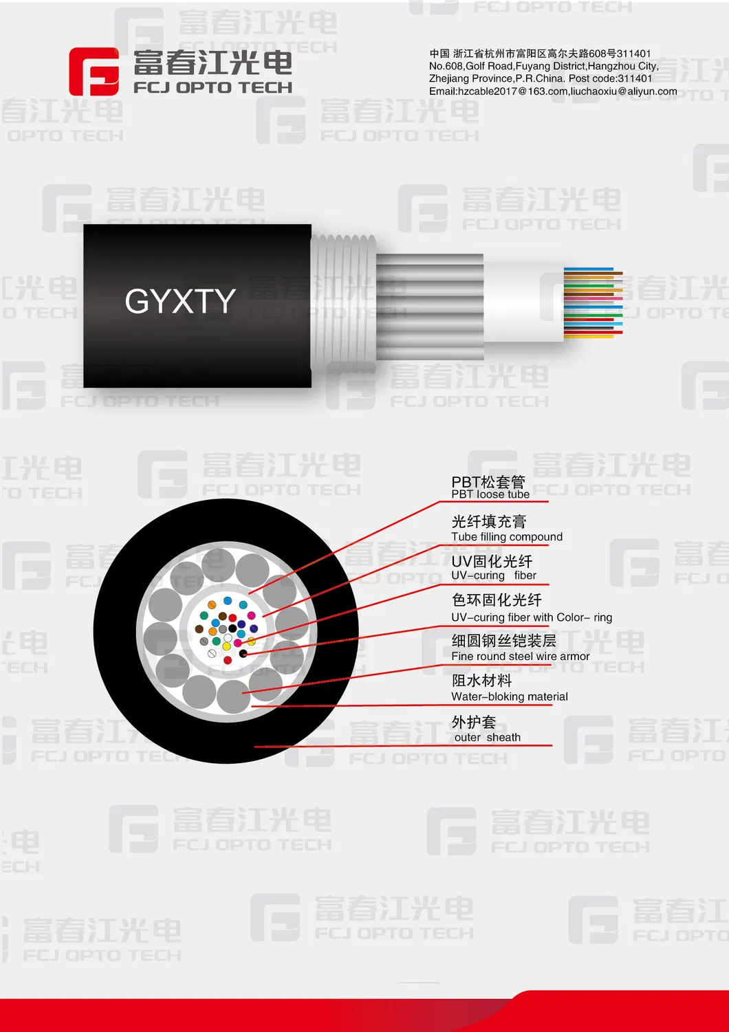 Central Tube Fiber Optic Cable GYXTY