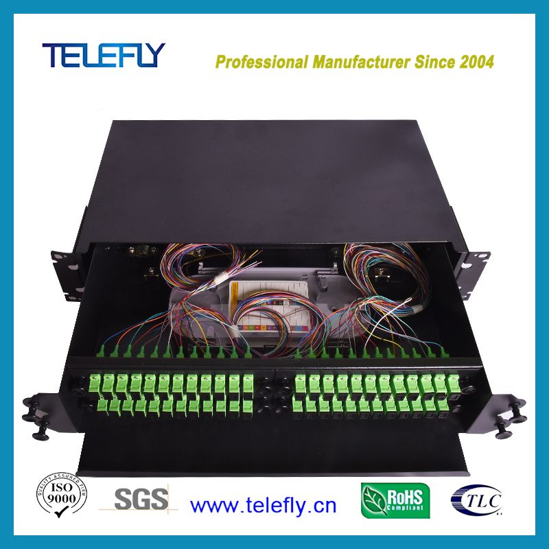 China Factory Supply Rack Mounted 1X48 Optical Sc/APC PLC Splitter, 48 Cores Fiber Optic Cable Cord Splitter, Fibre Optic Splitter