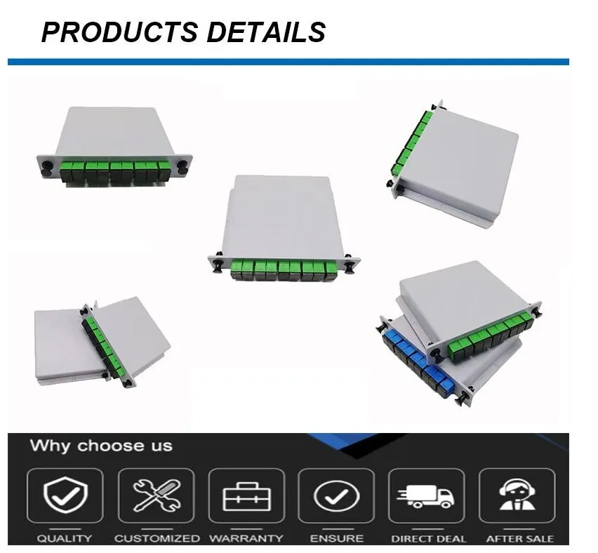 FTTH 1*8 Insertion Card Type Fiber Optic PLC Splitter with Sc/Upc Connector