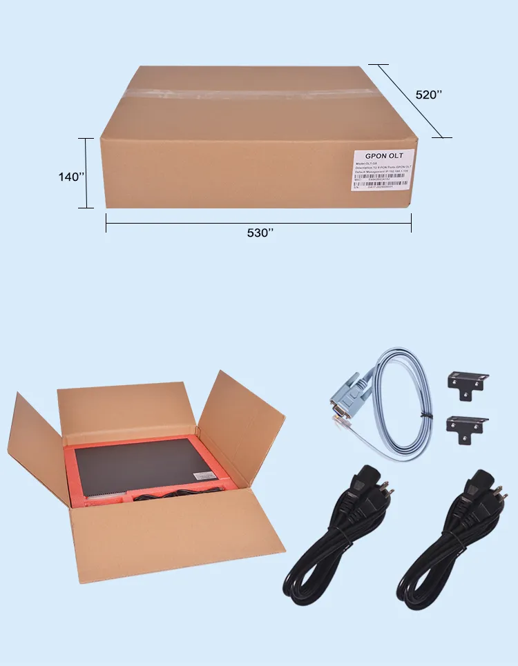 FTTH/FTTB 2*10g Uplink Ports Fiber Optic Network 2.5g 8 Pon Ports Gepon Olt