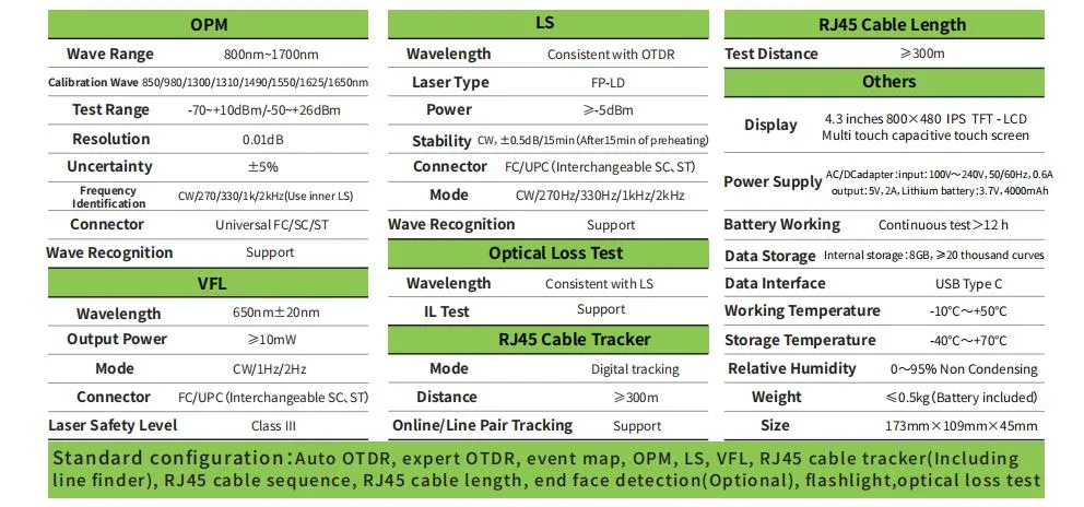 FTTH Multi Function Mini Pon Fiber Optic OTDR with 1310 Support 26dB Dynamic Auto OTDR