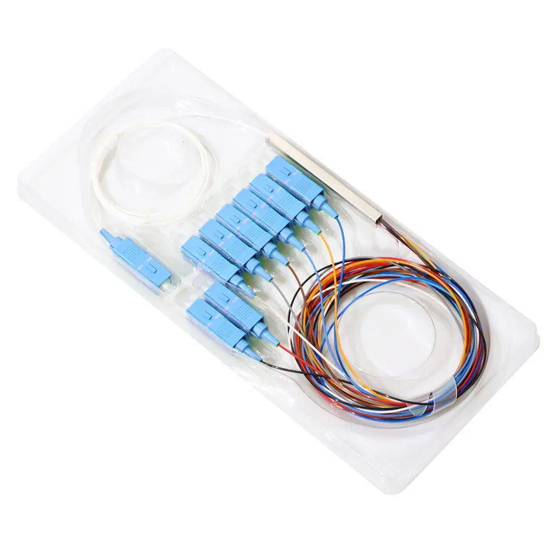 FTTH Steel Mini Type 1X8 PLC Splitter Single Mode Sc/Upc Fiber Optic Splitter