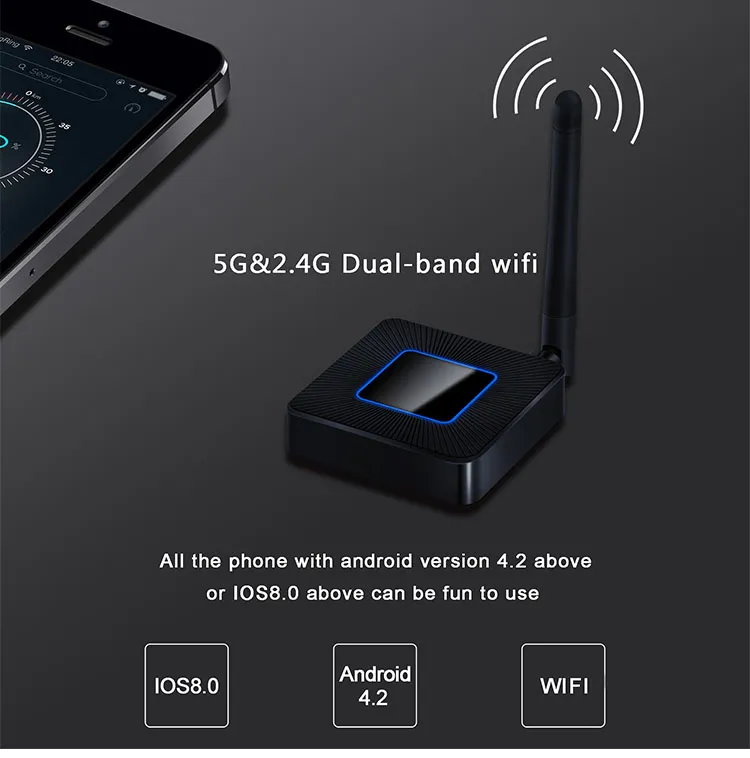 Full HD Wireless Screen Mirroring 2.4GHz/5GHz WiFi Audio and Video Transmission Display Miracast Airplay Dongle