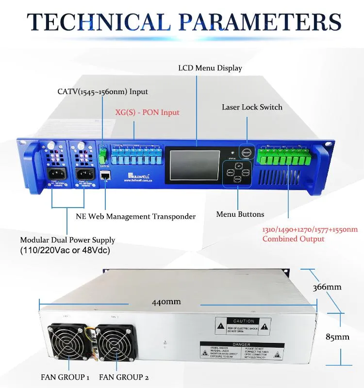 Fullwell Best Selling 8 Ports Xgs-Pon & CATV Wdm EDFA
