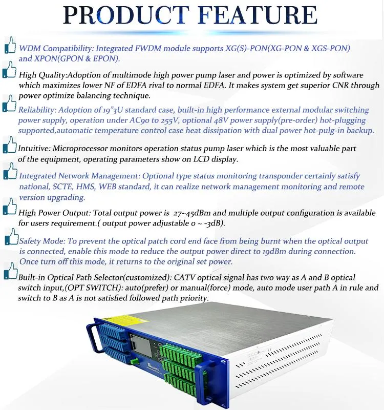 Fullwell Xgs-Pon & CATV Wdm EDFA Amplifier for 64 Ports