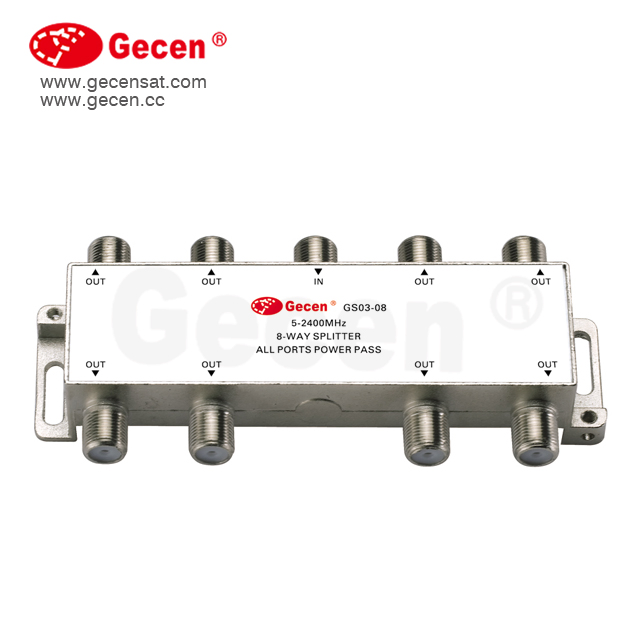 Gecen 5-2400MHz 8 Way Satellite Splitter with Power Passing