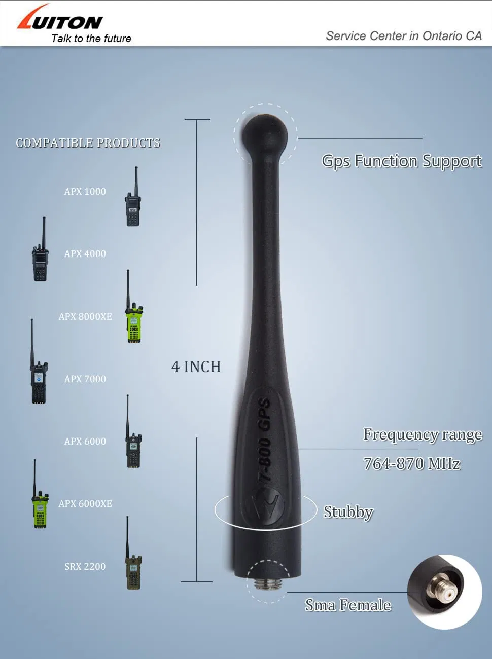 Luiton Nar6595 Antenna Compatible with Motorola Apx 764-870 MHz Single-Band 7-800 GPS Stubby Antenna
