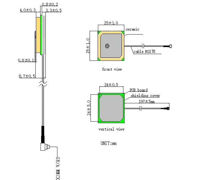 Patch Internal GPS Antenna with 1575.42MHz Frequency