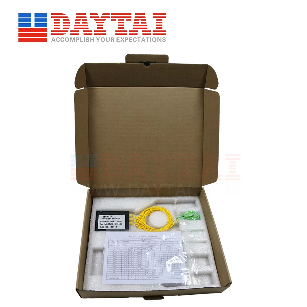 PLC Splitter 1X8 ABS Cassettes Fiber Optic Splitter Splice / Pigtailed Sc APC Connector Box Type Fiber Splitter