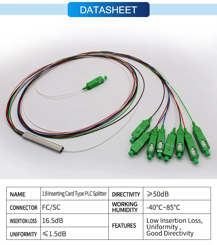 Telecommunication 1X8 Blockless PLC Splitter