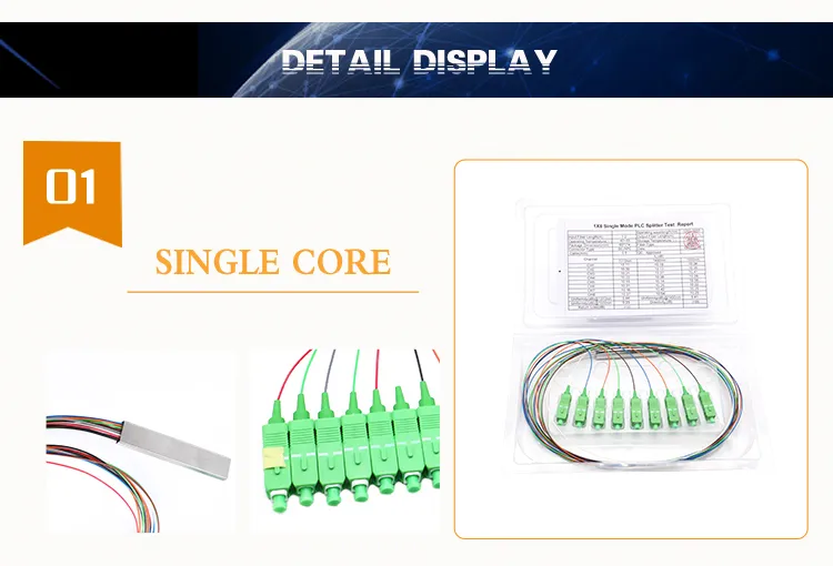 Wholesale 1*N 2*N Steel Tube Mini Type G657A 0.9mm Fiber Optic PLC Splitter