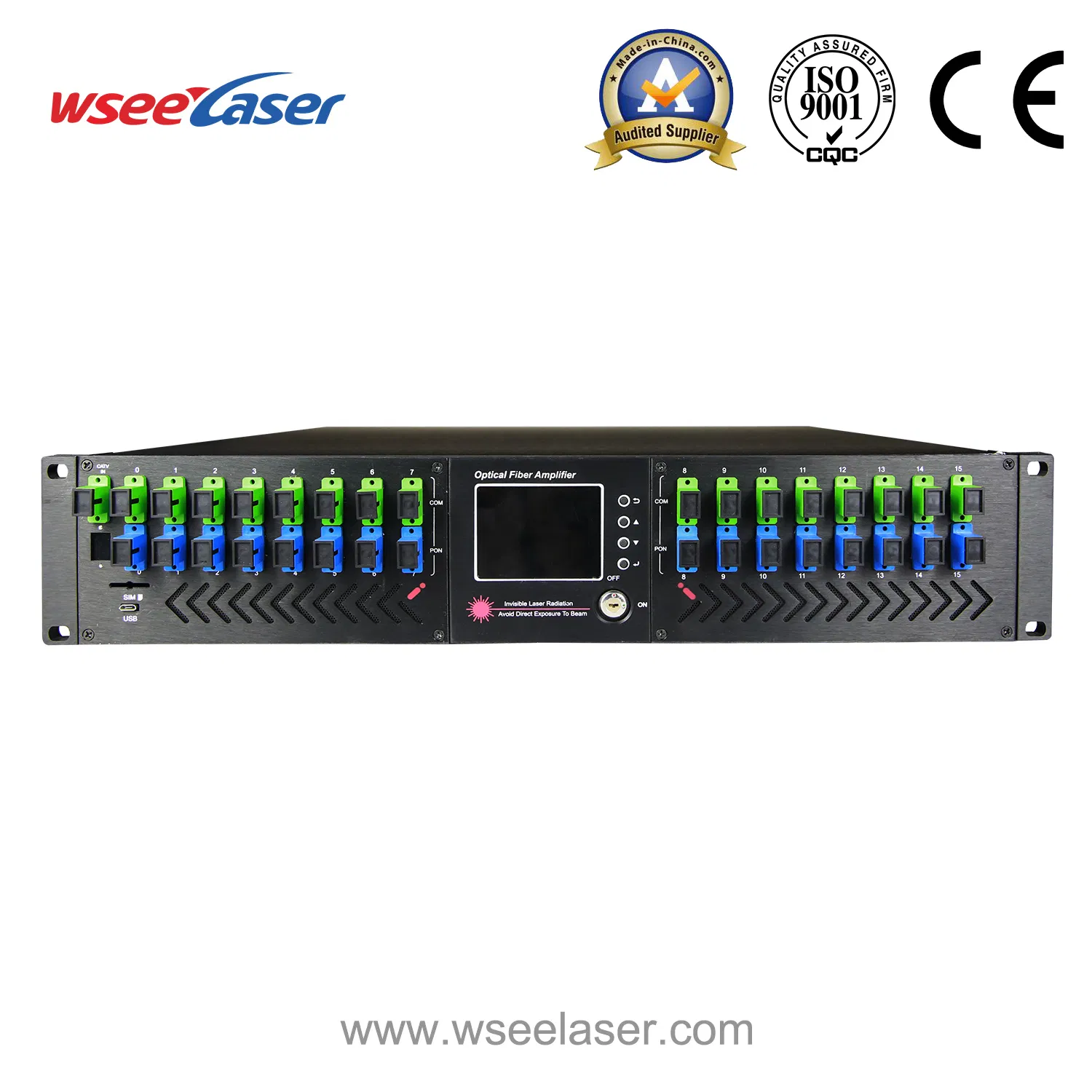 Wsee 2u 1550nm High Power CATV FTTH Eydfa 32 Ports 22dBm EDFA with Wdm and GSM